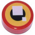 Tile, Round 1 x 1 with 2 White Squares on Black Circle with Yellow Border Pattern (BrickHeadz Darth Maul Eye): {ярко червен}