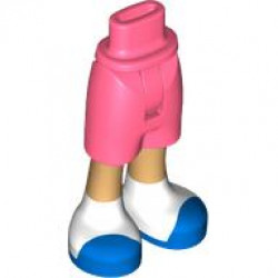 Mini Doll Hips and Shorts with Molded Medium Tan Legs and Printed Blue Shoes and White Socks Pattern - Thin Hinge: {пъстро коралов}