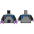 Torso Armor with Dark Silver Highlights and Large Circle, Blue Collar and Shoulder Rings Pattern / Black Arms / Medium Lavender Hands: {сребърно метален}