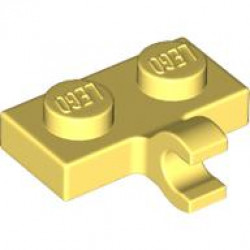 Plate, Modified 1 x 2 with Clip on Side (Horizontal Grip): {студено жълт}