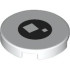 Tile, Round 2 x 2 with Bottom Stud Holder with 2 White Squares on Black Circle Pattern (BrickHeadz Anxiety / Kevin Eye): {бял}