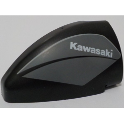 Panel Curved 5 x 3 x 2 Corner Quarter Ellipse, Right with White 'Kawasaki' on Dark Bluish Gray Background Pattern: {черен}