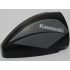 Panel Curved 5 x 3 x 2 Corner Quarter Ellipse, Right with White 'Kawasaki' on Dark Bluish Gray Background Pattern: {черен}