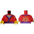 Torso Tunic with Dark Purple Hems and Belt, Black Trim, Tan Shirt, Gold Circle with Ninjago Logogram 'T OF S' on Back Pattern / Red Arms / Yellow Hands: {ярко червен}