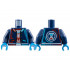 Torso Jacket with Dark Azure and Red Trim and Pockets over White Shirt with 'M', Hourglass on Back Pattern / Dark Blue Arms / Dark Azure Hands: {земно син}