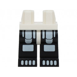 Hips and Black Legs with White Minifigure Skeleton Thighs, Knees and Toes Pattern (BAM): {бял}
