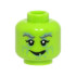 Minifigure, Head Dark Bluish Gray Eyebrows, Sand Blue Eye Shadow and Wrinkles, Crooked Open Mouth Smile with Tooth Gap Pattern (BAM): {ярко жълто-зелен}