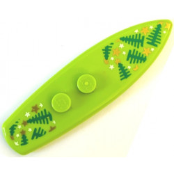 Minifigure, Utensil Surfboard Standard with Green Pine Trees and Gold and White Stars Pattern (BAM): {ярко жълто-зелен}