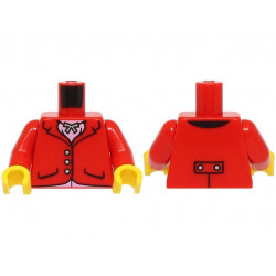 Torso Riding Jacket with Pockets and Silver Buttons, Pendant Necklace, Bright Pink Shirt Pattern (BAM) / Red Arms / Yellow Hands: {ярко червен}