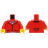 Torso Riding Jacket with Pockets and Silver Buttons, Pendant Necklace, Bright Pink Shirt Pattern (BAM) / Red Arms / Yellow Hands: {ярко червен}