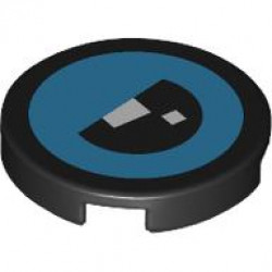 Tile, Round 2 x 2 with Bottom Stud Holder with 2 White Squares with Dark Azure Border Pattern Model Right Side (BrickHeadz Sadness Partially Closed Eye): {черен}