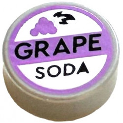 Tile, Round 1 x 1 with Medium Lavender and White Bottle Cap with Black 'GRAPE SODA' Pattern (BrickHeadz Carl Ellie Badge): {умерено каменно сив}