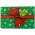 Tile 2 x 3 with Present / Gift with Red Ribbon with Bow, Lime Tag and Stars Pattern (BAM): {тъмно зелен}