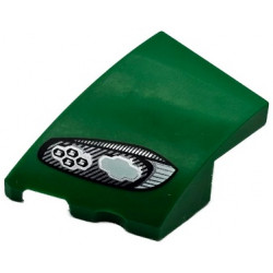 Wedge 3 x 2 Left No Studs with Aston Martin Car Headlight, Black Outline, White and Silver Stripes and 2 Bulbs Pattern: {тъмно зелен}