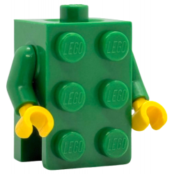 Torso, 2 x 3 Brick Costume / Green Arms / Yellow Hands (BAM): {тъмно зелен}
