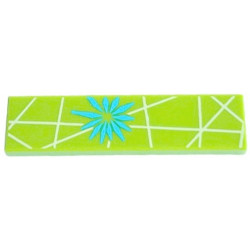 Tile 1 x 4 with Dark Turquoise Flower and Bright Light Yellow Lines Pattern (BrickHeadz Joy Dress Top): {ярко жълто-зелен}