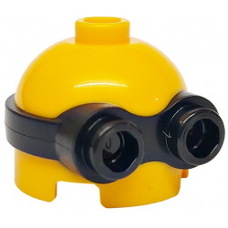 Minifigure, Head, Modified Minion, Short with Molded Black Goggles Pattern: {огнено жълто-оранжев}
