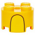 Brick, Round 2 x 2 with Axle Hole with Yellow Stripe and Curved Black Line Pattern: {огнено жълто-оранжев}