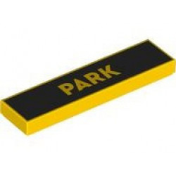 Tile 1 x 4 with 'PARK' on Black Background Pattern: {ярко жълт}