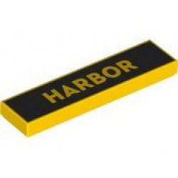 Tile 1 x 4 with 'HARBOR' on Black Background Pattern: {ярко жълт}