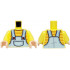 Torso Bright Light Blue Overalls with Pocket and Red Buttons over Shirt with Medium Nougat Stripes Pattern / Bright Light Yellow Arms / Light Nougat Hands: {студено жълт}