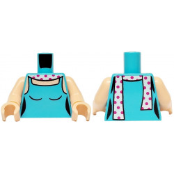 Torso Female Halter Top, White Scarf with Magenta Polka Dots, Light Nougat Neck and Shoulders Pattern / Light Nougat Arms / Light Nougat Hands: {умерено небесносин}