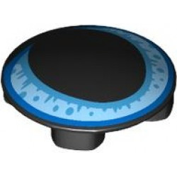 Plate, Round 2 x 2 with Rounded Bottom (Boat Stud) with Cat Eye with Large Pupil and Bright Light Blue, Medium Azure and Blue Iris Pattern: {черен}