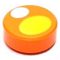 Tile, Round 1 x 1 with White and Yellow Ovals Pattern (Dungeons & Dragons Mimic Eye): {ярко оранжев}
