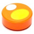 Tile, Round 1 x 1 with White and Yellow Ovals Pattern (Dungeons & Dragons Mimic Eye): {ярко оранжев}