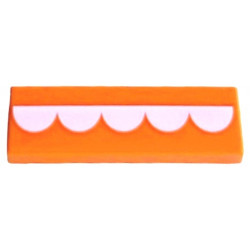 Tile 1 x 3 with 5 White Half Circles Pattern (BrickHeadz Anxiety Teeth): {ярко оранжев}