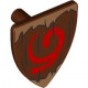 Minifigure, Shield Triangular Short with Black Wood Grain, Medium Nougat Jagged Edges and Red Spiral Pattern (The Legend of Zelda Deku Shield): {червеникаво-кафяв}