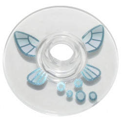 Dish 2 x 2 Inverted (Radar) with White, Light Aqua and Metallic Light Blue Fairy Wings and Circles Pattern (The Legend of Zelda Navi): {прозрачен}