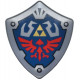 Minifigure, Shield Quadrilateral with Dark Blue Background, Gold Triforce Triangles and Red Loftwing Pattern (The Legend of Zelda Hylian Shield): {сребърно метален}
