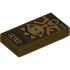 Tile 1 x 2 with Tablet with Gold, Orange and Medium Azure Eye, Teardrop and Shapes (Crest of the Sheikah) Pattern (The Legend of Zelda Sheikah Slate): {тъмно кафяв}