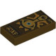 Tile 1 x 2 with Tablet with Gold, Orange and Medium Azure Eye, Teardrop and Shapes (Crest of the Sheikah) Pattern (The Legend of Zelda Sheikah Slate): {тъмно кафяв}