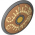 Minifigure, Shield Circular / Round Convex Face with Tan Skeletal Serpents on Medium Nougat Background, Gold Center Pattern (The Legend of Zelda Traveler's Shield): {тъмно каменно сив}