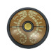 Minifigure, Shield Circular / Round Convex Face with Tan Skeletal Serpents on Medium Nougat Background, Gold Center Pattern (The Legend of Zelda Traveler's Shield): {тъмно каменно сив}