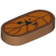 Tile, Round 1 x 2 Oval with Orange and Dark Orange Leaf with Black Eyes, Nose and Mouth Pattern (The Legend of Zelda Korok Hollo Face): {умерен нуга}