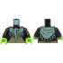 Torso Jacket Open over Dark Tan Apron, Sand Green Shawl with Tassels and Dark Bluish Gray Patches Pattern (BAM) / Black Arms / Lime Hands: {черен}