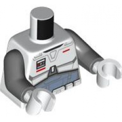 Torso SW Imperial Commando Armor, Sand Blue and Dark Bluish Gray Suit, Belt with Boxes, Red Rectangles Pattern / Dark Bluish Gray Arms / White Hands: {бял}