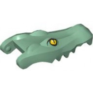 Alligator / Crocodile Head Jaw Upper with Yellow Eyes with White Glints Pattern: {пясъчно зелен}