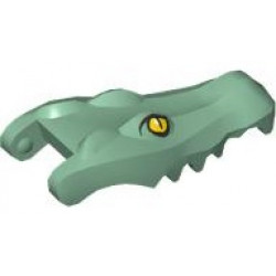 Alligator / Crocodile Head Jaw Upper with Yellow Eyes with White Glints Pattern: {пясъчно зелен}