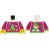 Torso Magenta Knit Fair Isle Holiday Sweater with Bright Green Christmas Tree, Orange Presents, Snowman on Back Pattern (BAM) / Magenta Arms / Yellow Hands: {бял}