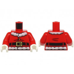 Torso Santa Jacket with White Fur Collar and Waistband, Black Creases and Belt with Gold Buckle Pattern (BAM) / Red Arms / White Hands: {ярко червен}