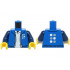 Torso Jacket Open with Silver Zipper and White and Light Bluish Gray Six Dots Logo over Shirt Pattern / Dark Blue Arms / Yellow Hands: {ярко син}