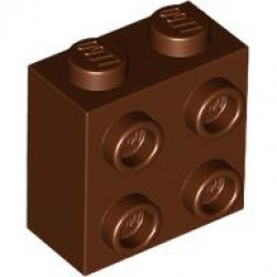 BRICK 1X2X1 2/3 W/4 KNOBS: {червеникаво-кафяв}