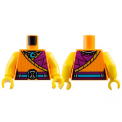 Torso Tunic, Bright Light Orange Scales, Magenta Panel with Silver Dots, Necklace and Hourglass, Medium Azure Pendant and Belt Pattern / Yellow Arms / Yellow Hands: {ярко оранжев}