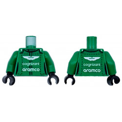 Torso Racing Suit with Black Trim and Stitches and White Aston Martin, 'cognizant' and 'aramco' Logo Pattern / Green Arms / Black Hands: {тъмно зелен}