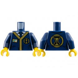 Torso Tunic with Black and Gold Hem, Hourglasses and Badge with Medium Azure and White Rectangles over Shirt with Tie Pattern /  Dark Blue Arms / Yellow Hands: {земно син}