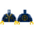 Torso Tunic with Black and Gold Hem, Hourglasses and Badge with Medium Azure and White Rectangles over Shirt with Tie Pattern /  Dark Blue Arms / Yellow Hands: {земно син}